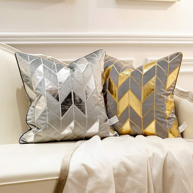 Avigers 18 x 18 Inches Grey Gold Striped Cushion Case Luxury European Throw Pillow Cover Decorative Pillow for Couch Living Room Bedroom Car - Image 4